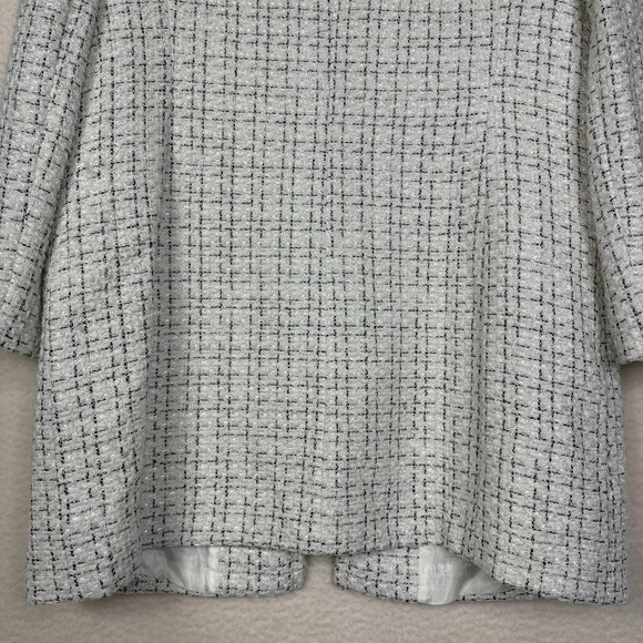 Tahari Arthur S Levine Jacket Womens 16 White Black Tweed Pearl Trim Open Front - Picture 9 of 10